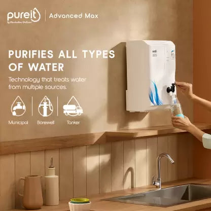 Pureit by HUL Advanced Max 6 L Mineral RO + UV + MF + MP Water Purifier with Mineral Cartridge  (White, Blue) Pureit by HUL Advanced Max 6 L Mineral RO + UV + MF + MP Water Purifier with Mineral Cartridge  (White, Blue)